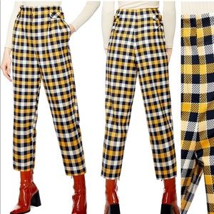 Top Shop Tara Check Twill Crop Trousers